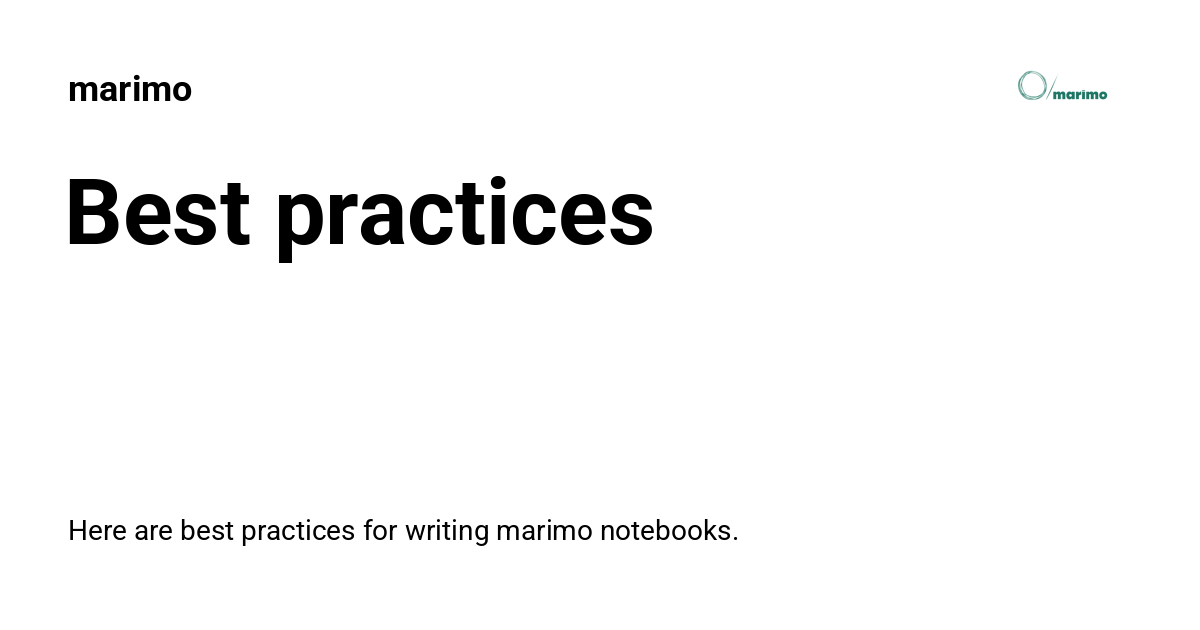 Best practices marimo