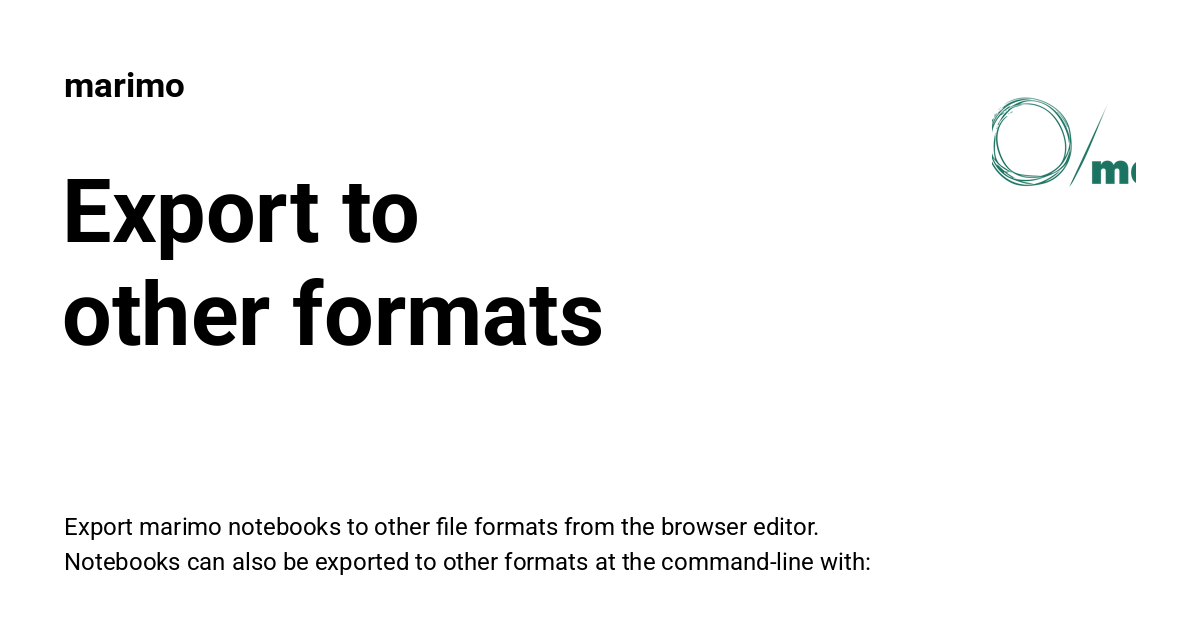 Export to other formats - marimo