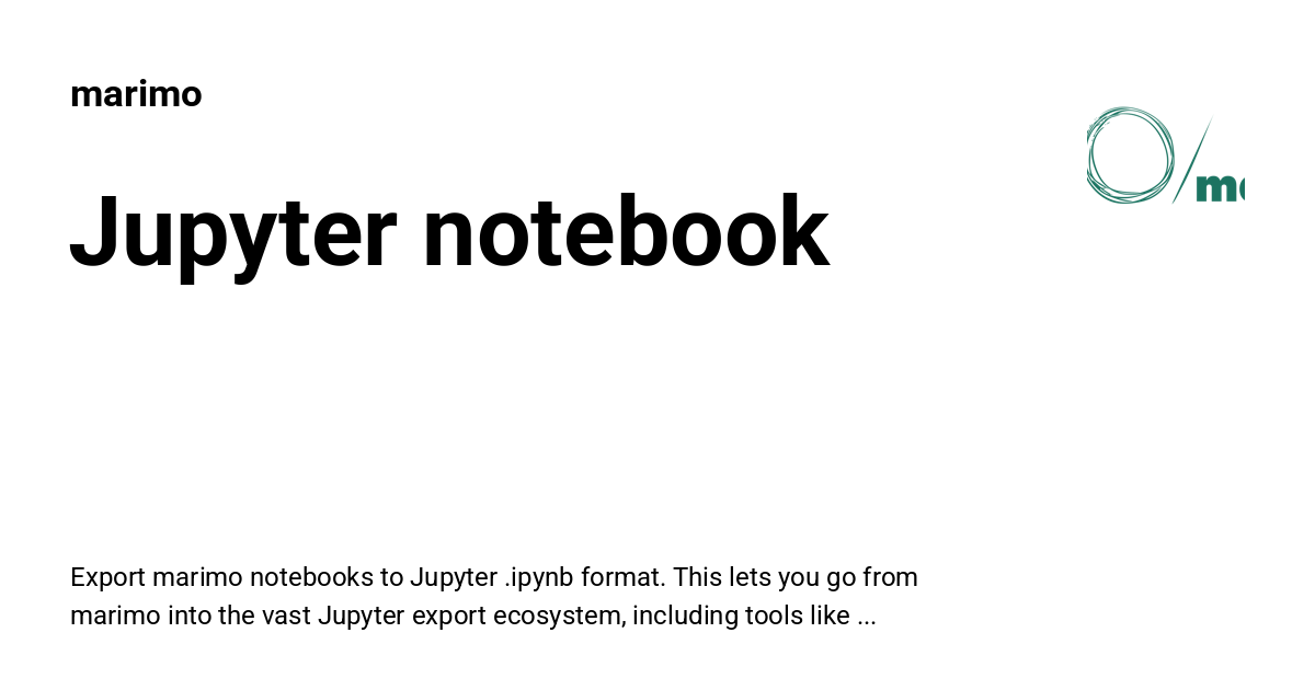Notebook Jupiter Rapport Jupyter notebook - marimo